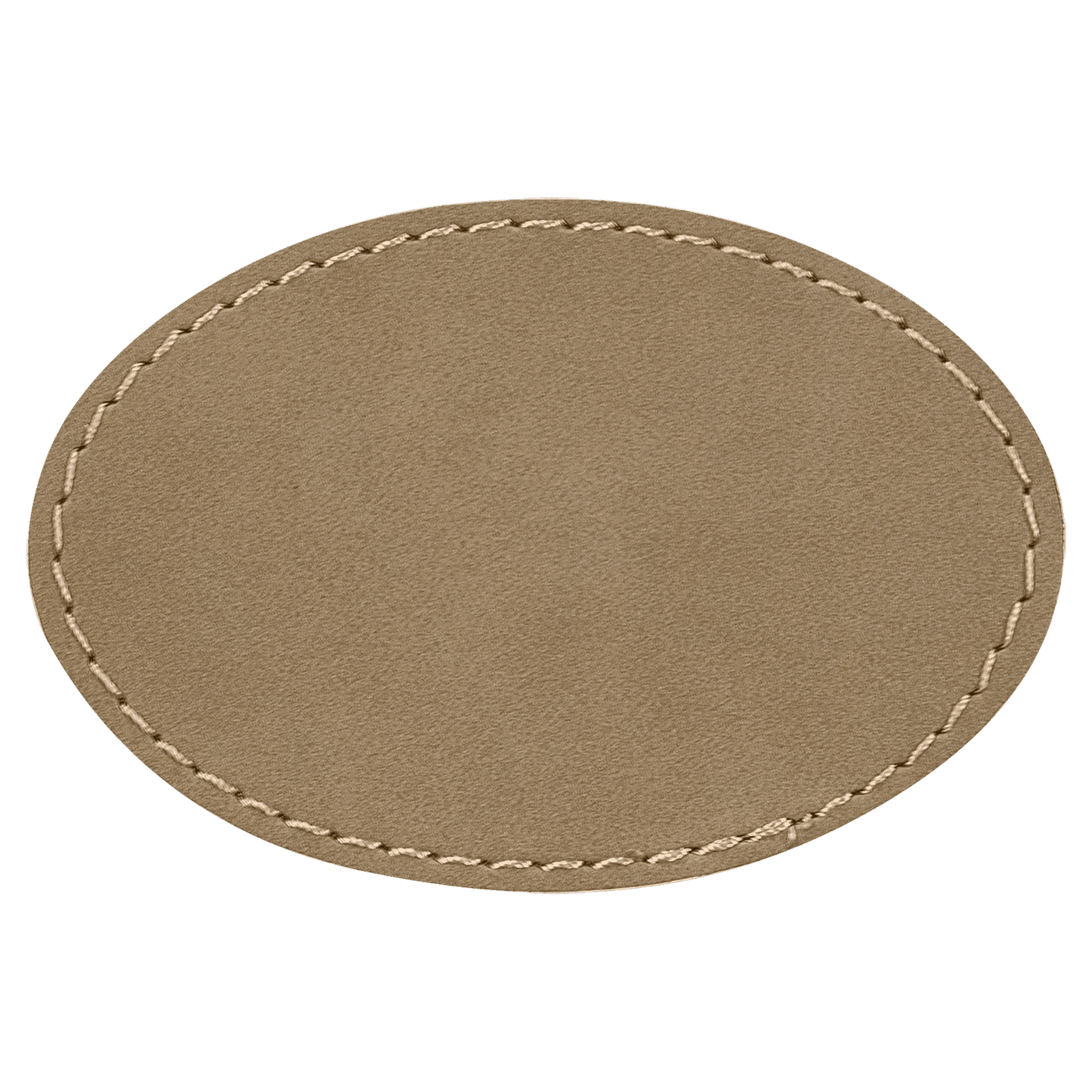 3 1/2" x 2 1/2" Oval Light Brown Laserable/DTF/UV DTF Leatherette Patch with Heat Adhesive