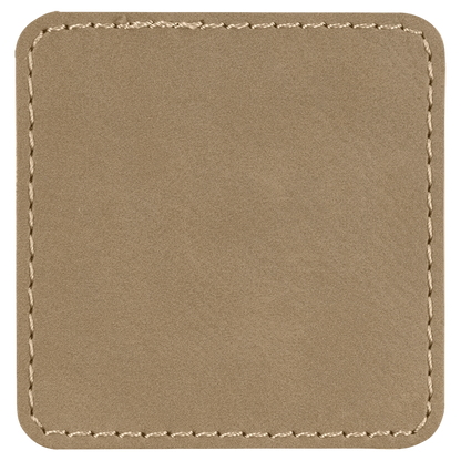2 1/2" x 2 1/2" Square Light Brown Laserable/DTF/UV DTF Leatherette Patch with Heat Adhesive
