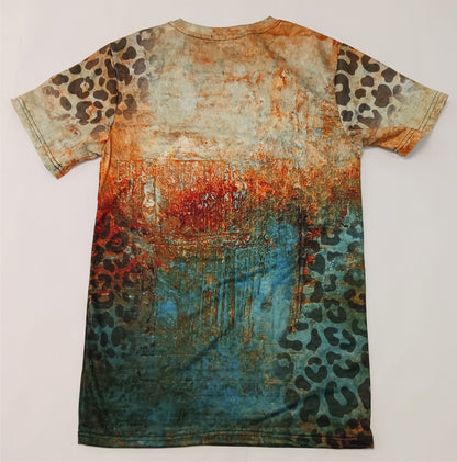 Adult T Shirt Orange Rust Teal - Read Description