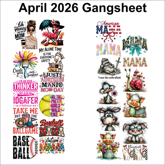 April 2026 10ft DTF Gang Sheet