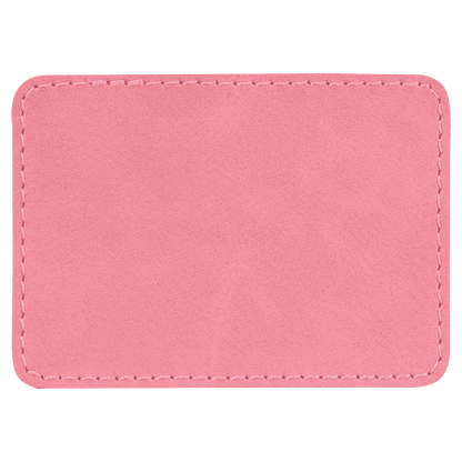 3 1/2" x 2 1/2" Rectangle Pink Laserable/DTF/UV DTF Leatherette Patch with Heat Adhesive