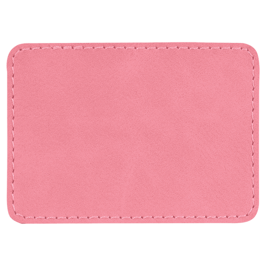 3" x 2" Rectangle Pink Laserable/DTF/UV DTF Leatherette Patch with Heat Adhesive