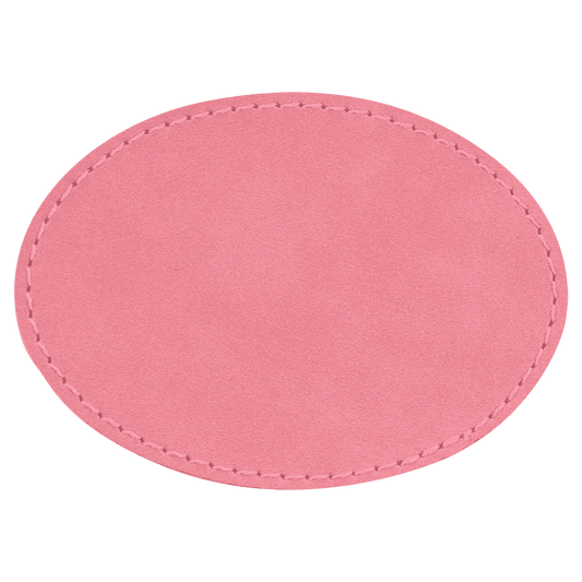 3" x 2" Oval Pink Laserable/DTF/UV DTF Leatherette Patch with Heat Adhesive