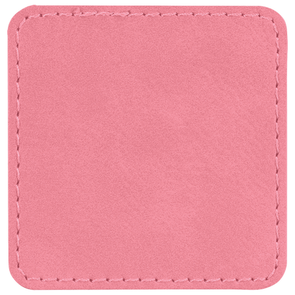 2 1/2" x 2 1/2" Square Pink Laserable/DTF/UV DTF Leatherette Patch with Heat Adhesive