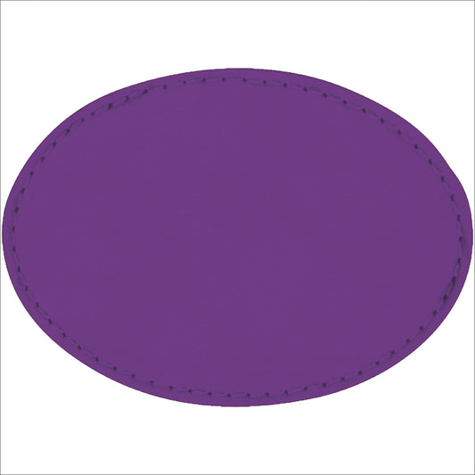 3" x 2" Oval Purple Laserable/DTF/UV DTF Leatherette Patch with Heat Adhesive