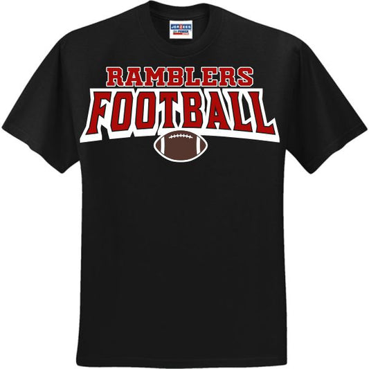 Adult Black T Shirt Ramblers Football 4