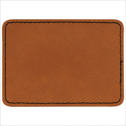 3 1/2" x 2 1/2" Rectangle Rawhide Laserable/DTF/UV DTF Leatherette Patch with Heat Adhesive
