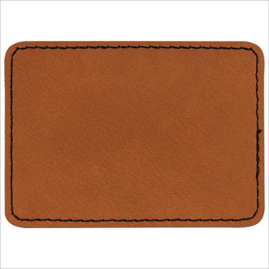 3" x 2" Rectangle Rawhide Laserable/DTF/UV DTF Leatherette Patch with Heat Adhesive