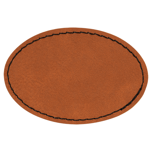 3" x 2" Oval Rawhide Laserable/DTF/UV DTF Leatherette Patch with Heat Adhesive