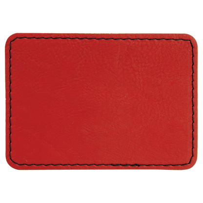 3" x 2" Rectangle Red Laserable/DTF/UV DTF Leatherette Patch with Heat Adhesive