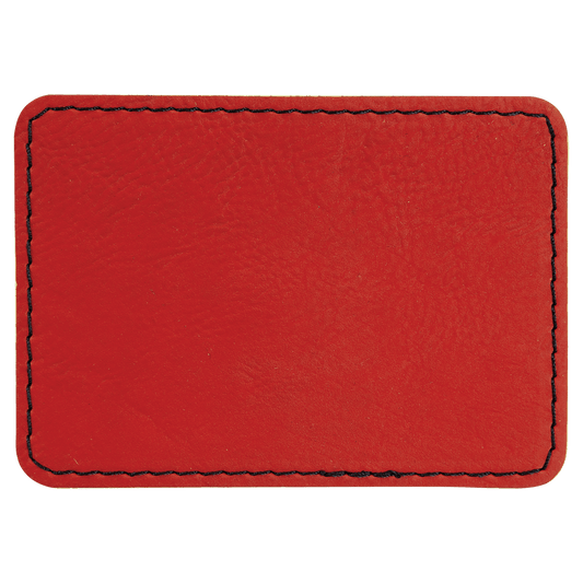 3" x 2" Rectangle Red Laserable/DTF/UV DTF Leatherette Patch with Heat Adhesive
