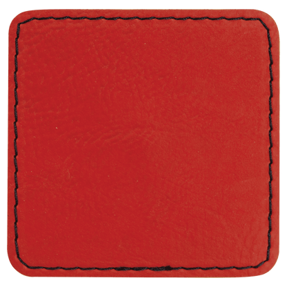 2 1/2" x 2 1/2" Square Red Laserable/DTF/UV DTF Leatherette Patch with Heat Adhesive