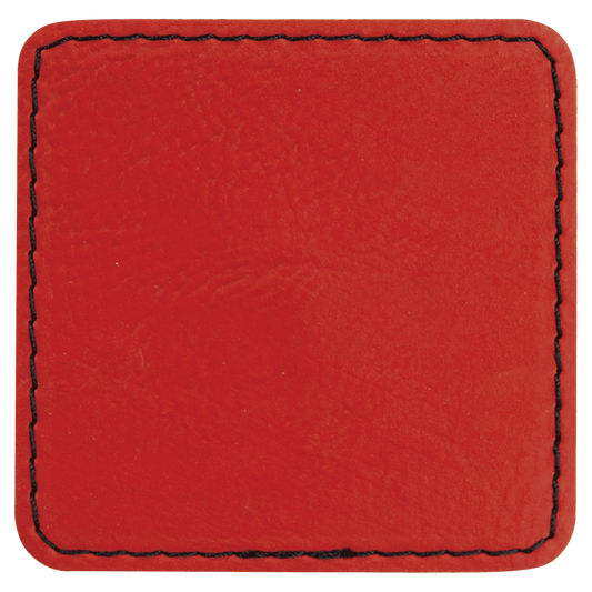 2 1/2" x 2 1/2" Square Red Laserable/DTF/UV DTF Leatherette Patch with Heat Adhesive