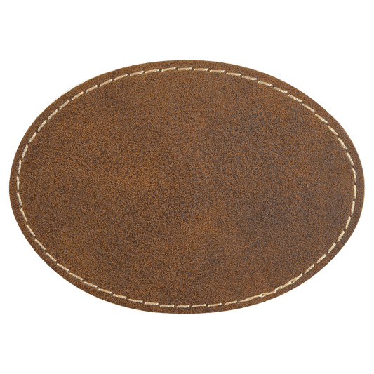 3" x 2" Oval Rustic/Gold Laserable/DTF/UV DTF Leatherette Patch with Heat Adhesive