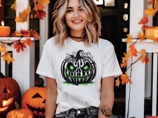 Scary Black & White Pumpkin (CCS DTF Transfer Only)