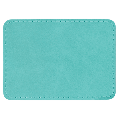 3 1/2" x 2 1/2" Rectangle Teal Laserable/DTF/UV DTF Leatherette Patch with Heat Adhesive