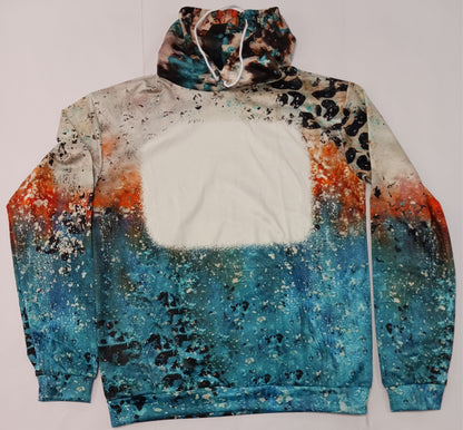 100% Polyester Sublimation Hoodie - Teal Bottom Tan Top 2 (Read Full Description) CLEARANCE