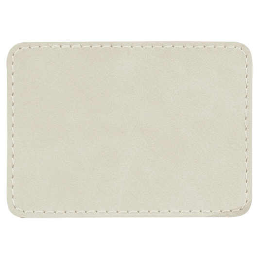 3 1/2" x 2 1/2" Rectangle White Laserable/DTF/UV DTF Leatherette Patch with Heat Adhesive