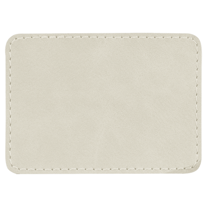 3 1/2" x 2 1/2" Rectangle White Laserable/DTF/UV DTF Leatherette Patch with Heat Adhesive