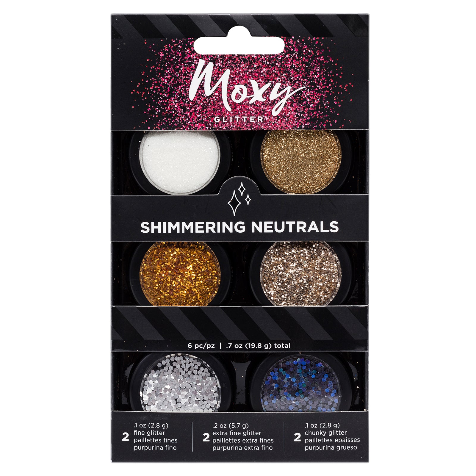 Moxy Glitter Value Pack "Shimmering Neutrals" -Mixed Glitter Pots 6 Piece Set - CraftCutterSupply.com