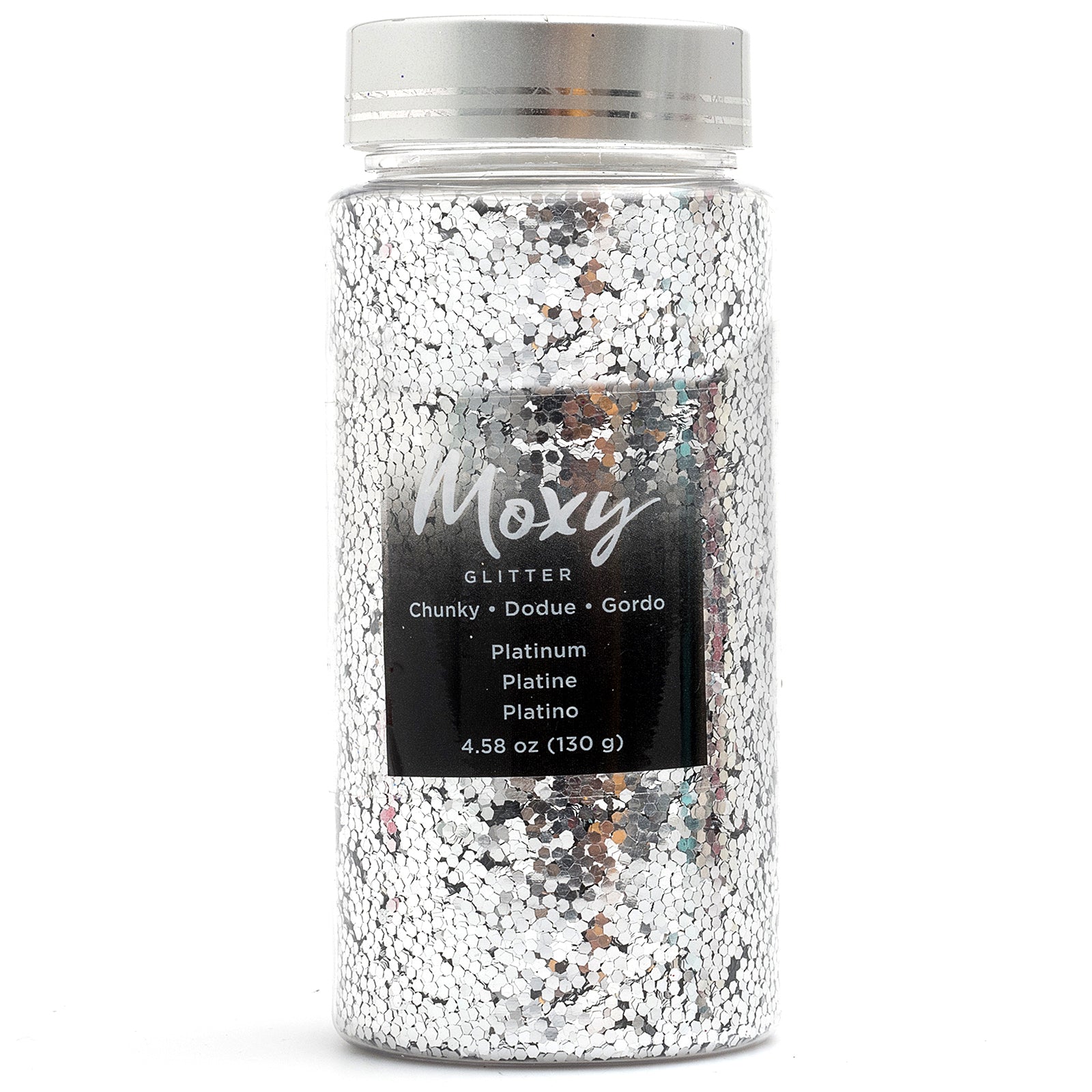 Moxy Chunky Glitter-Platinum 5oz Bottle - CraftCutterSupply.com