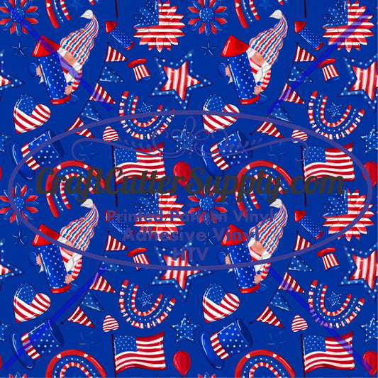 4th Of July Gnome Blue Background 12x12