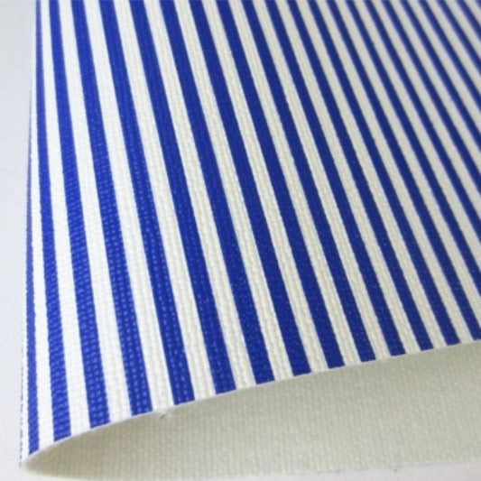 Blue And White Striped Small Fabric Synthetic Faux PU Leather 11.75in x 12in Sheets - CraftCutterSupply.com