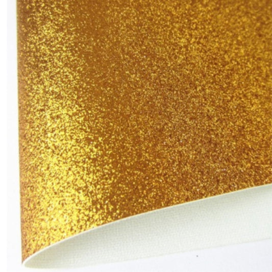 Dark Gold Fine Glitter Fabric Synthetic Faux PU Leather 11.75in x 12in Sheets - CraftCutterSupply.com