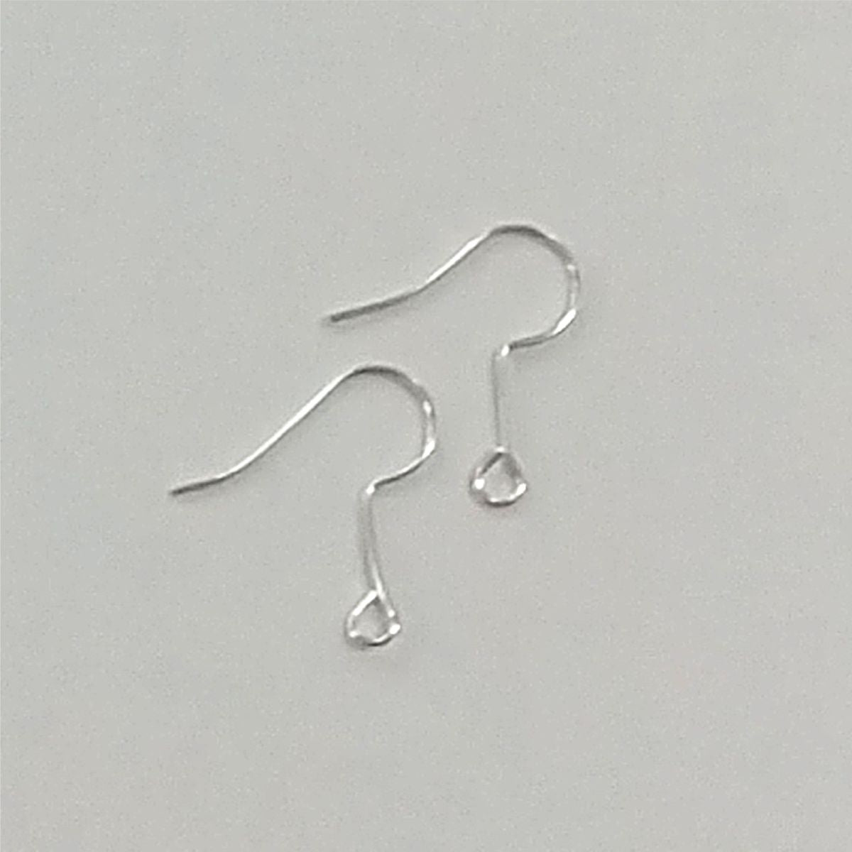 Stainless Steel Silver Tone Earrings Hooks WithOUT Ball And Springs Hypo-Allergenic (2 Earrings, 1 Pair) - CraftCutterSupply.com