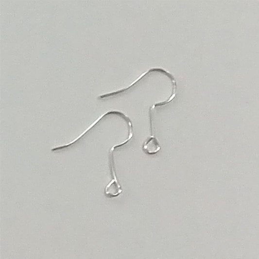 Stainless Steel Silver Tone Earrings Hooks WithOUT Ball And Springs Hypo-Allergenic (2 Earrings, 1 Pair) - CraftCutterSupply.com