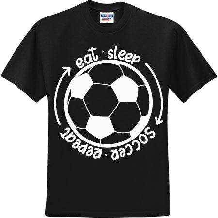 Eat Sleep Soccer Repeat 2 White (CCS DTF Transfer Only)