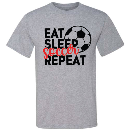 Eat Sleep Soccer Repeat Red (CCS DTF Transfer Only)