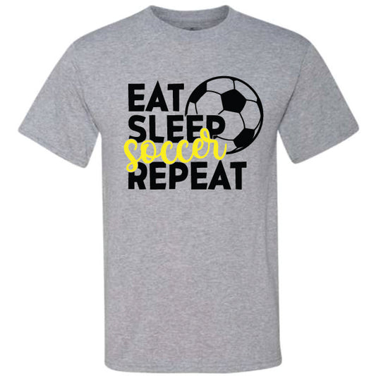 Eat Sleep Soccer Repeat Yellow (CCS DTF Transfer Only)
