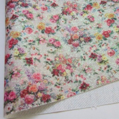 Flowers 3 Glitter Fabric Synthetic Faux PU Leather 11.75in x 12in Sheets - CraftCutterSupply.com