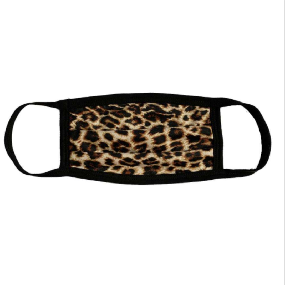 USA Made Face Mask Pleated-Leopard CLEARANCE