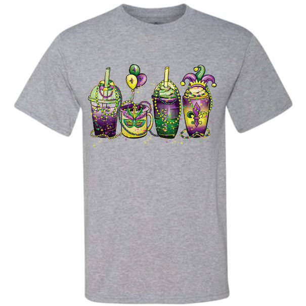 Mardi Gras Coffee Latte Cups (CCS DTF Transfer Only)