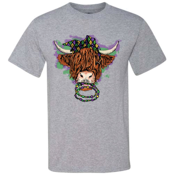 Mardi Gras Highland Cow (CCS DTF Transfer Only)