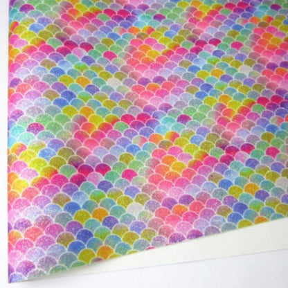 Rainbow Mermaid Scales 2 Glitter Fabric Synthetic Faux PU Leather 11.75in x 12in Sheets - CraftCutterSupply.com