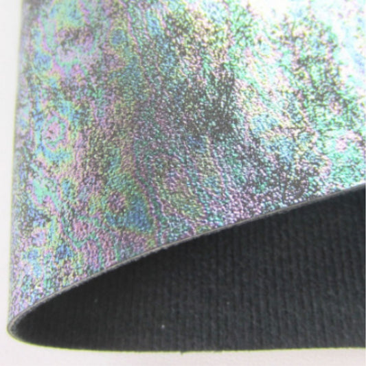 Holographic Iridescence Crocodile PU Fabric Leather Sheets Faux