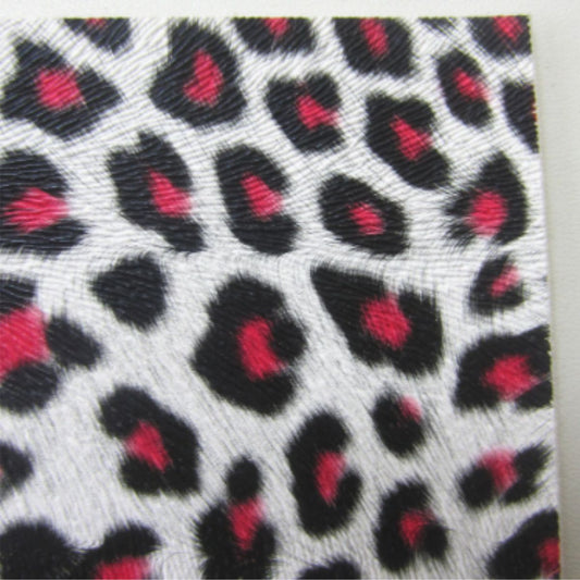 Pink Leopard Fabric Synthetic Faux PU Leather 11.75in x 12in Sheets - CraftCutterSupply.com