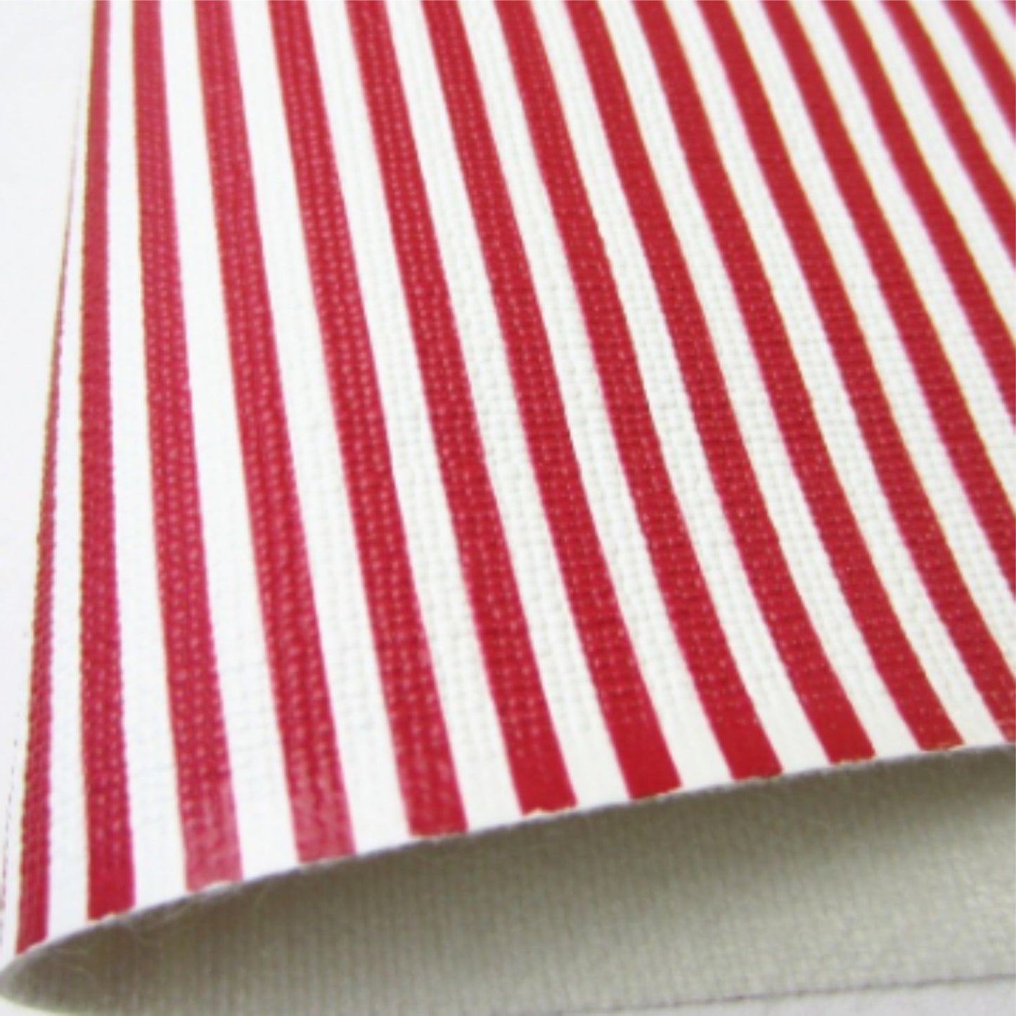 Red And White Striped Small Fabric Synthetic Faux PU Leather 11.75in x 12in Sheets - CraftCutterSupply.com