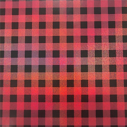 Small Holographic Buffalo Plaid Red  - Adhesive Vinyl 12x12 Sheet - Limited Edition Print