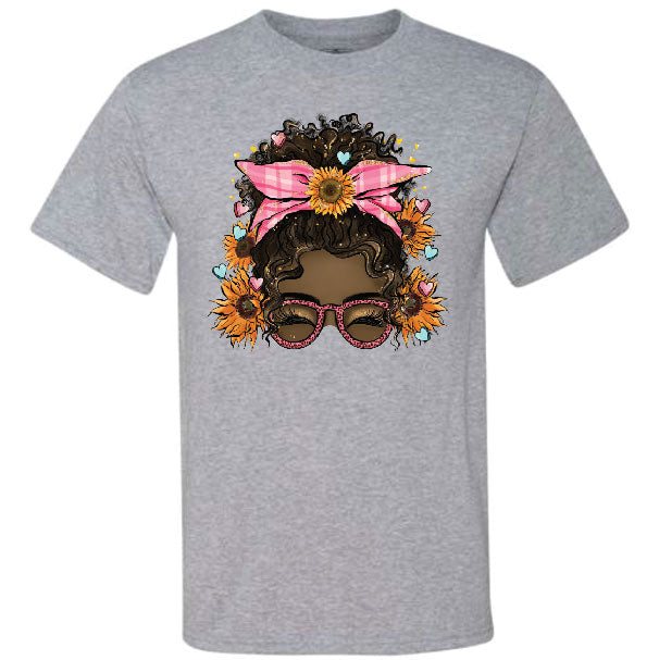 Spring Messy Bun Mom of Color (CCS DTF Transfer Only)