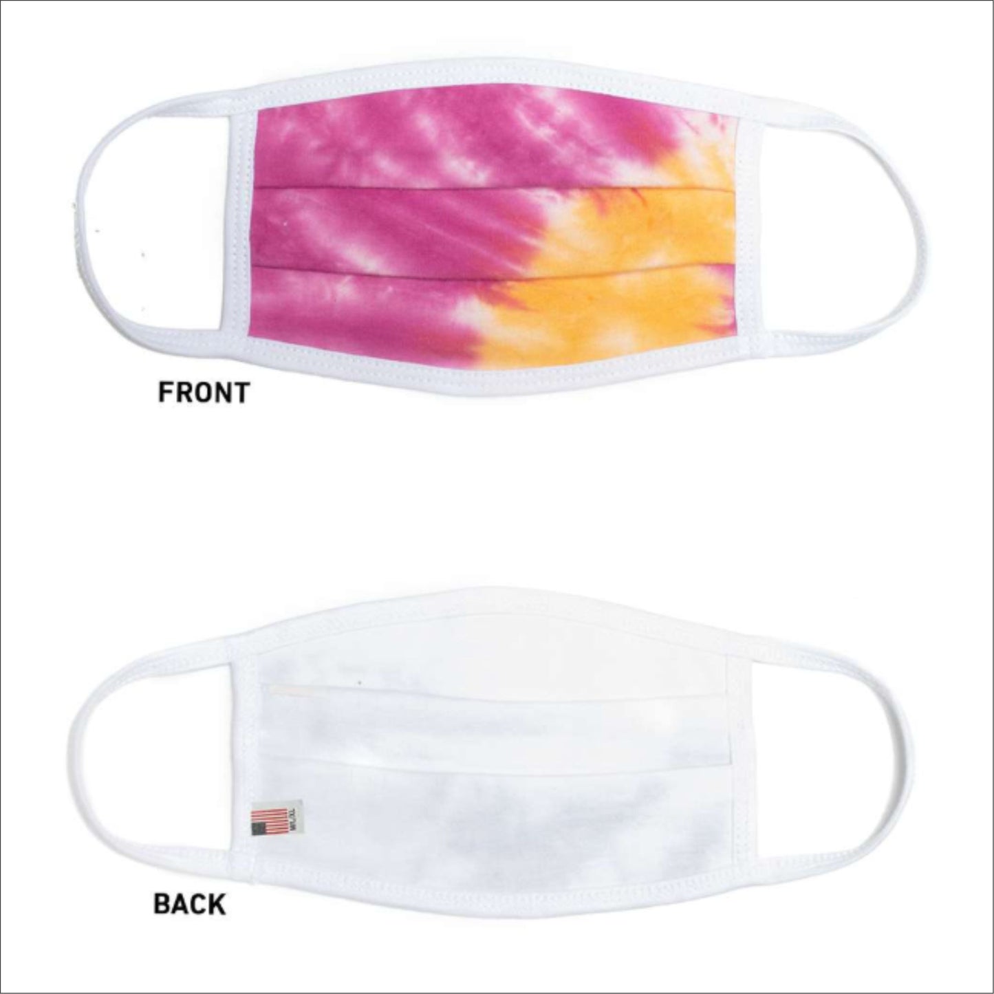 USA Made Face Mask Pleated-Tie Dyed Pink/Orange - CraftCutterSupply.com