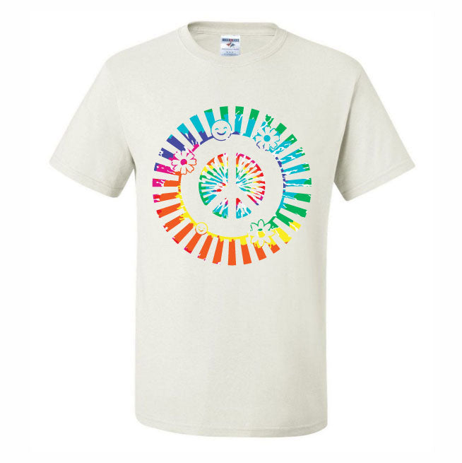 Tie Dye Peace Flowers (CCS DTF Transfer Only)